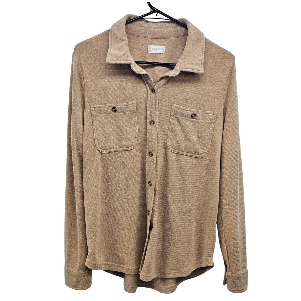 Altard‎ State Iced Coffee Knit Button Down Shirt Small T1084PVSAS-S Tan Pocket